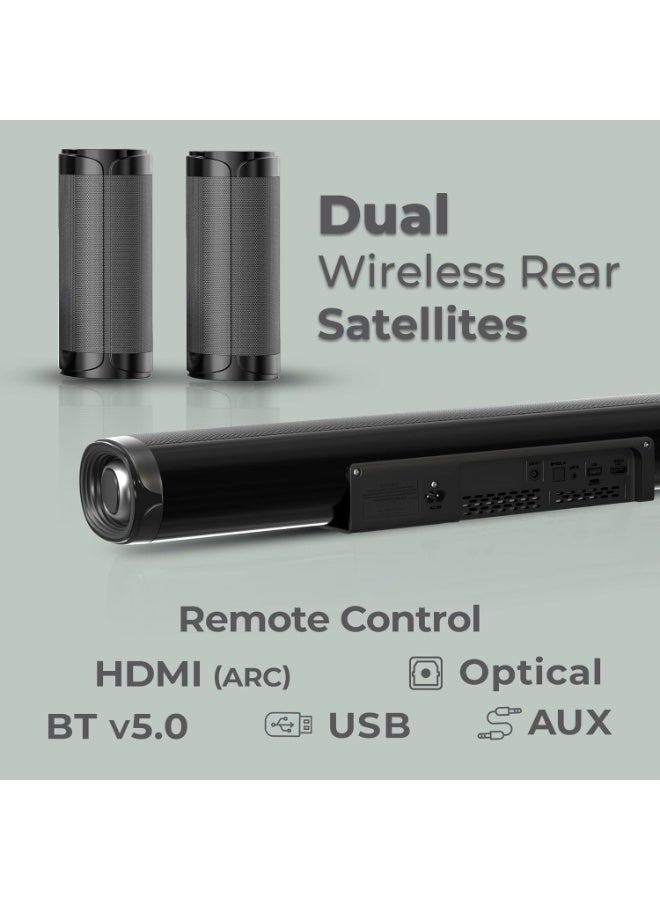 ZEBRONICS Zeb-Juke BAR 9500WS PRO Dolby 5.1 soundbar with Wireless Satellites, Dolby Audio, 525 Watts Output Power, 16.5cm subwoofer, HDMI ARC, Optical, BT v5.0, LED Display, Wall Mount and AUX,Black - Image 5